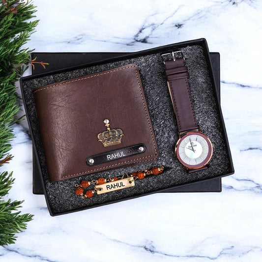 The Men Combo 2.0– Personalized Wallet & Bracelet with Stylish Watch