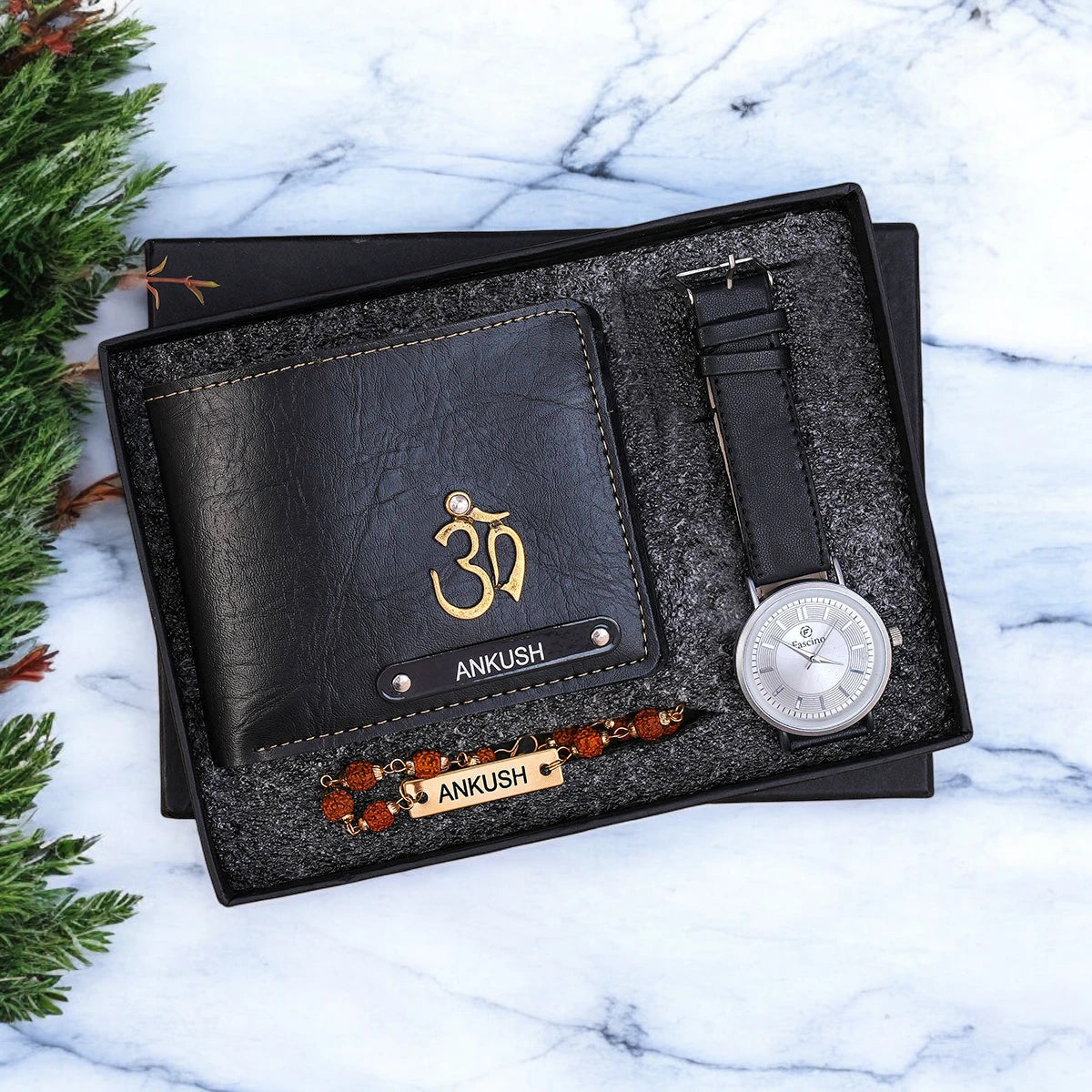 The Rakhi Combo 2.0– Personalized Wallet & Rakhi with Stylish Watch