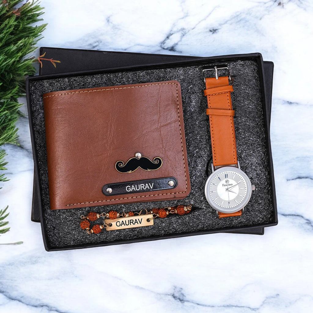 The Men Combo 2.0– Personalized Wallet & Bracelet with Stylish Watch